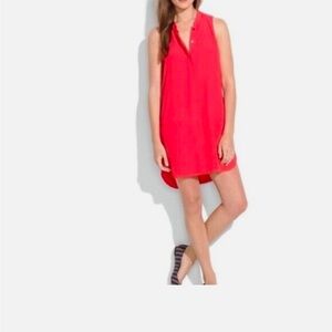 Madewell Red Sleeveless Mandarin Collar Dress